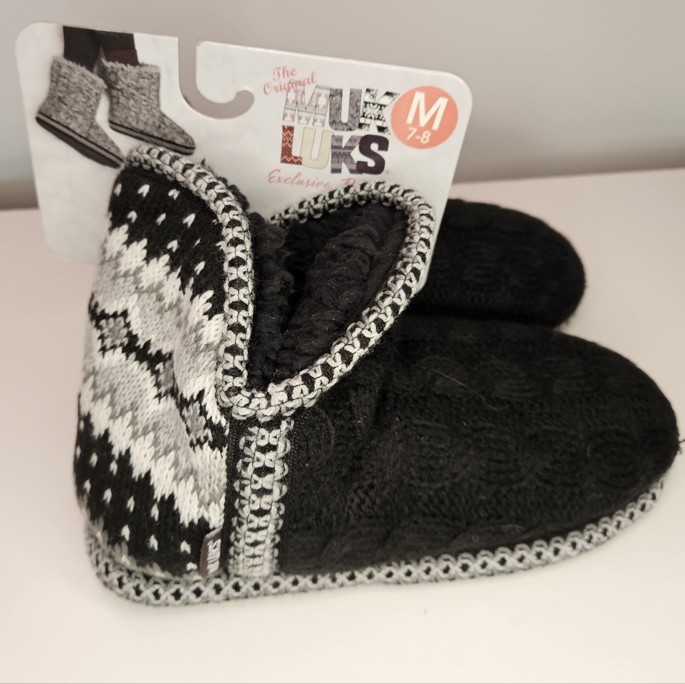 Muk Luks Women's Black Fair Isle Slipper